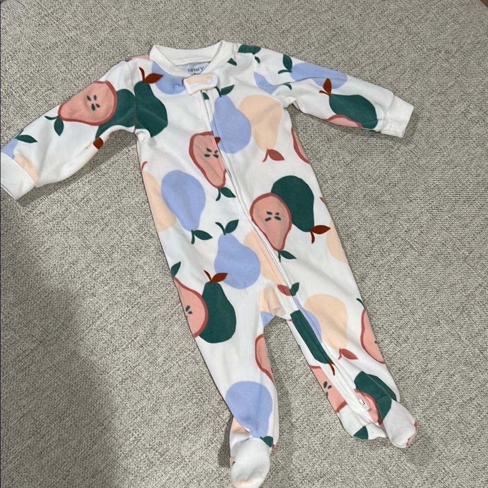 Carter's White and Green Footies One Piece